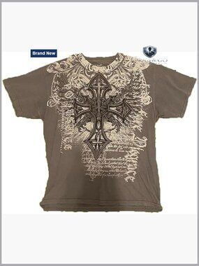 Men's Vintage Gothic Cross Graphic T-Shirt Regular Fit Cotton Blend